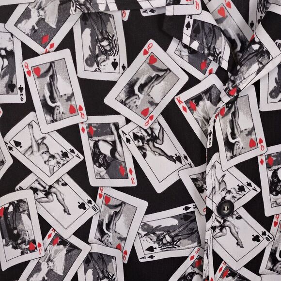 C-TWO Mens 2XL Button Front Shirt Poker Cards Pin Up Girls Lounge Bowling ZB - Picture 3 of 5